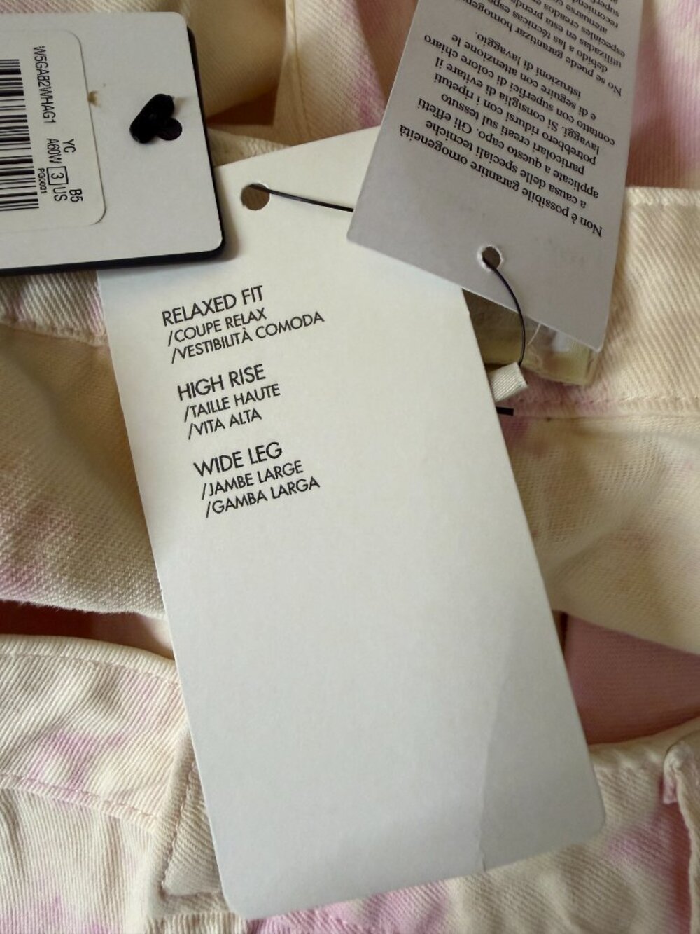 Guess Wide Leg Tie Dye Jeans Denim Pant Relaxed Fit Medium Rise Pink 31 x 32 NWT - Picture 7 of 8